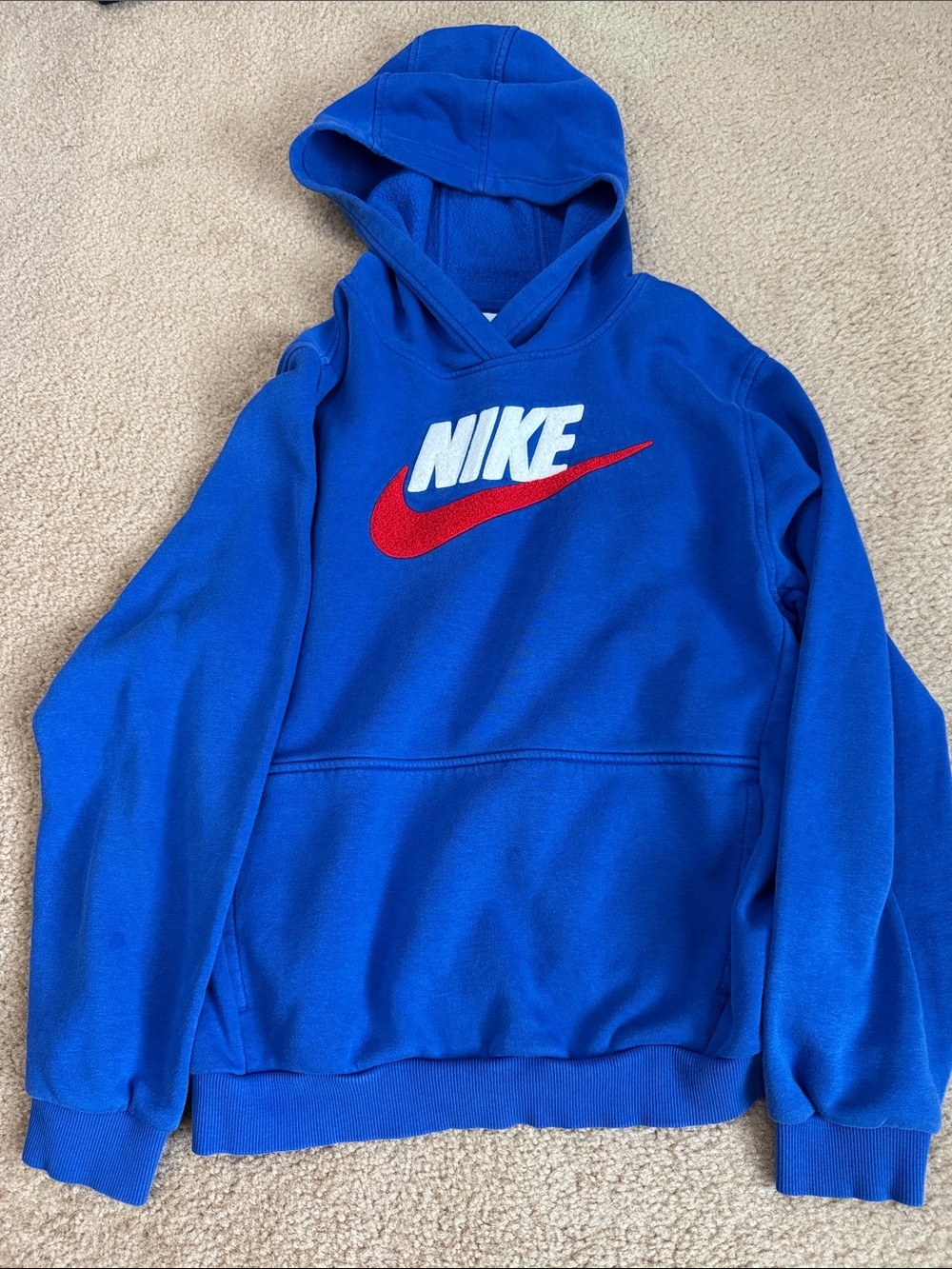 Nike Royal Blue Hooded Sweatshirt with Red Swoosh